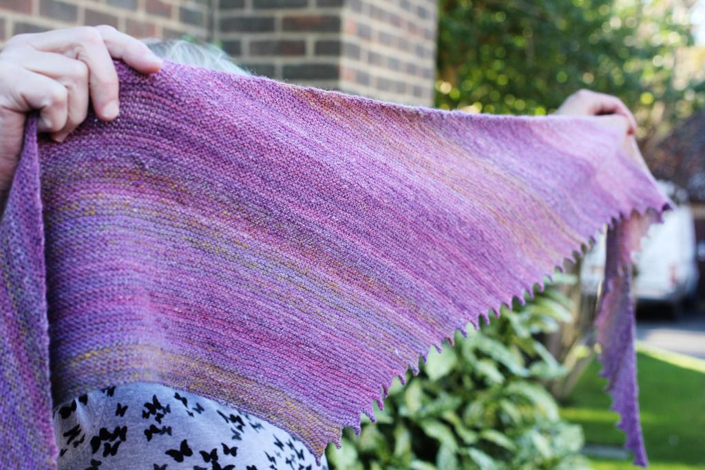 FO and Tell Stranded Blog Handspun Yarn Hitchhiker Shawl Martina Behm