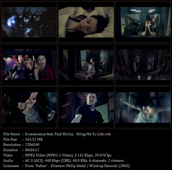 Evanescence Feat. Paul McCoy - Bring Me To Life.vob [Screenshot] Photo ...
